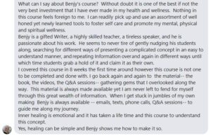 Testimonial Benjy Sherer Shadow Work Review