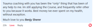 Benjy Sherer Coaching - Emotional Fitness and Anxiety Coach Testimonial Screenshot