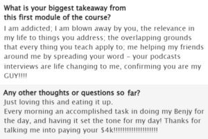 Benjy Sherer Coaching - Emotional Fitness and Anxiety Coach Testimonial Screenshot