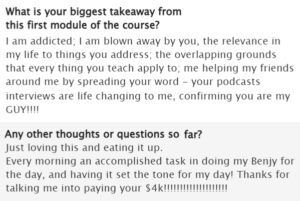 Benjy Sherer Coaching - Emotional Fitness and Anxiety Coach Testimonial Screenshot