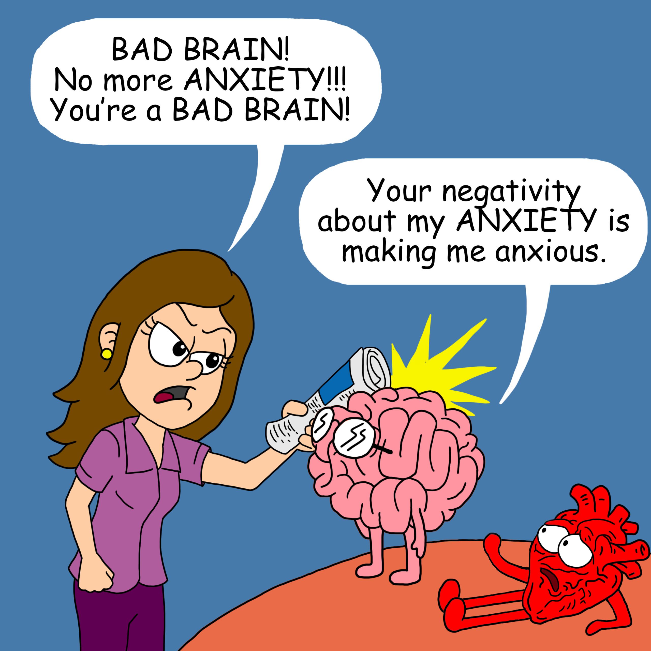 Anxiety Comic Female 3 Anxiety cycles - Bad brain - Benjy sherer coaching free webinar on a guaranteed approach to conquering anxiety for good.