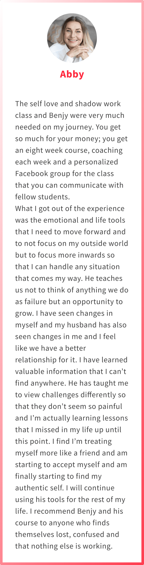 Satisfied client sharing how Benjy Sherer’s program brought peace and control over anxiety & PTSD.