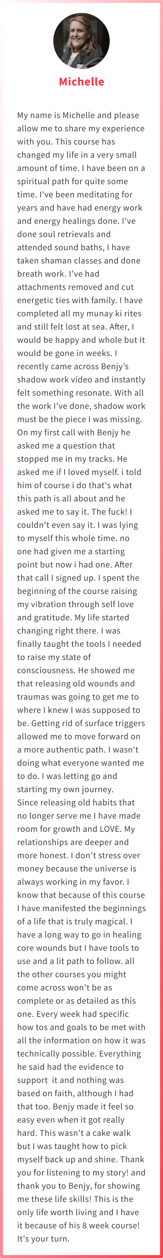 Testimonial from a client who overcame long-standing anxiety & PTSD with Benjy Sherer’s help.