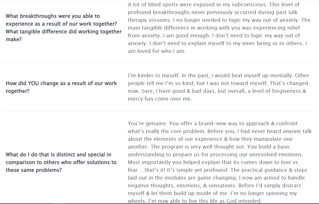 Testimonial sharing how Benjy Sherer’s coaching helped manage daily anxiety effectively.