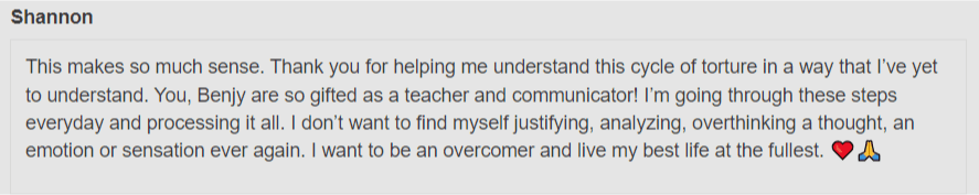 Client review sharing the success of Benjy Sherer's Emotional Fitness Training in managing anxiety.