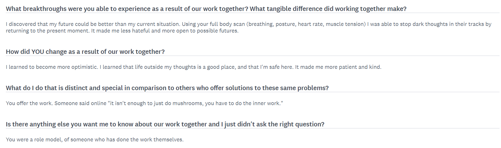 Testimonial from a client who overcame severe anxiety & ptsd through Benjy Sherer’s program.