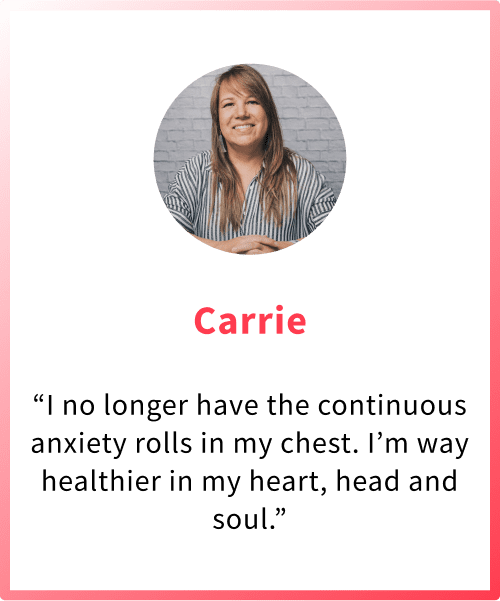 Client testimonial emphasizing the guaranteed results of the anxiety relief program in managing fears.