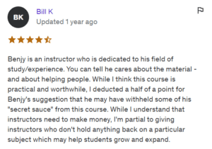 Benjy Sherer Coaching - Emotional Fitness Course Testimonial