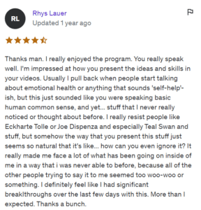 Benjy Sherer Coaching - Emotional Fitness Course Testimonial