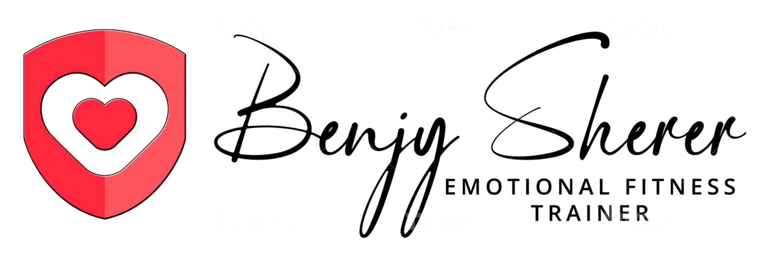 Calligraphy Logo with Shield Benjy Sherer Coaching - Anxiety Relief and Emotional Fitness Training